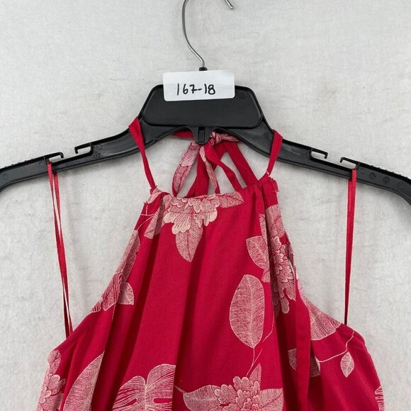 Roxy Tank Top Women's Sz 3 Red Tiered Tropical Print Halter Tie Back Backless - Picture 11 of 11